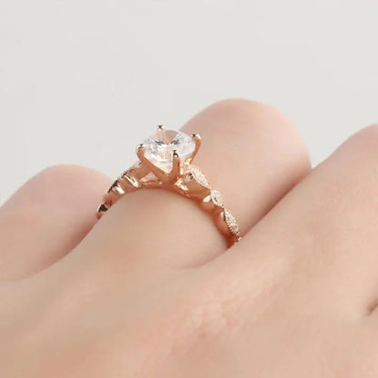 14K ROSE GOLD ENGAGEMENT RING 1CT Moissanite Engagement Rings & Jewelry | Luxus Moissanite