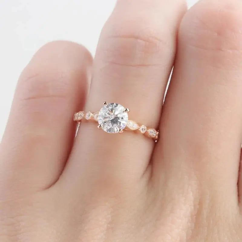 14K ROSE GOLD ENGAGEMENT RING 1CT Moissanite Engagement Rings & Jewelry | Luxus Moissanite