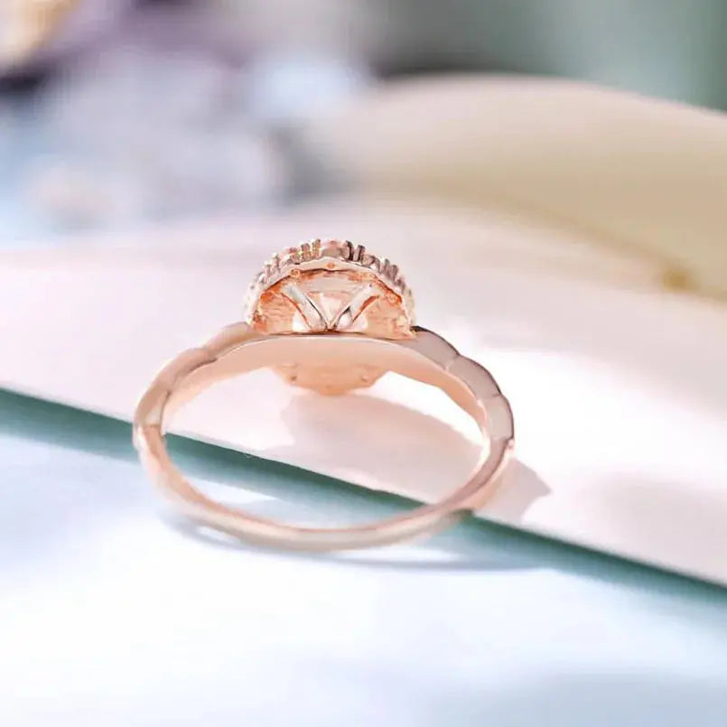 14K ROSE GOLD MOISSANITE HALO ENGAGEMENT RING 1CT Moissanite Engagement Rings & Jewelry | Luxus Moissanite Rose Gold Halo Ring