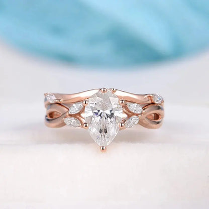 14K ROSE GOLD PEAR CUT MOISSANITE ENGAGEMENT RING 1.5CT Moissanite Engagement Rings & Jewelry | Luxus Moissanite