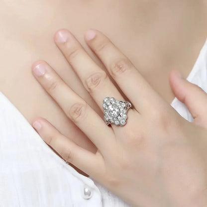 14K VINTAGE WHITE GOLD MOISSANITE ENGAGEMENT RING 2CT Moissanite Engagement Rings & Jewelry | Luxus Moissanite | Vintage White Gold Engagement Ring 