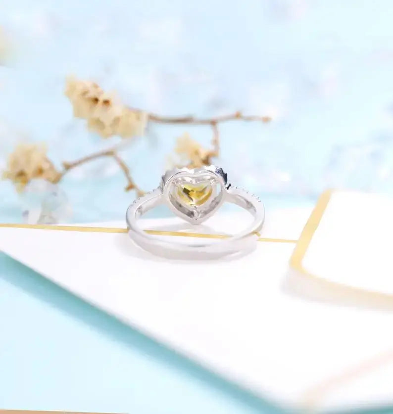 14K WHITE GOLD CITRINE MOISSANITE HALO ENGAGEMENT RING Moissanite Engagement Rings & Jewelry | Luxus Moissanite 14k White Gold  Moissanite Halo Citrine Engagement Rings