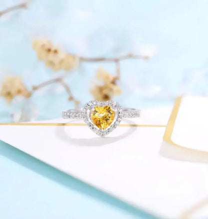 14K WHITE GOLD CITRINE MOISSANITE HALO ENGAGEMENT RING Moissanite Engagement Rings & Jewelry | Luxus Moissanite 14k White Gold  Moissanite Halo Citrine Engagement Rings