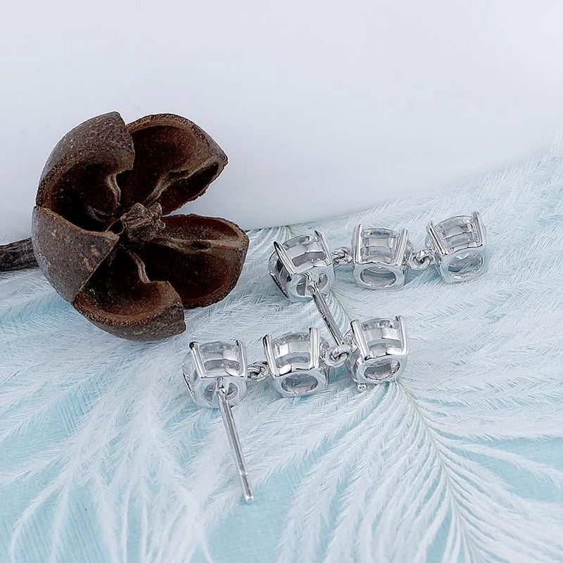 14k / 10k White Gold Drop / Dangle Moissanite Earrings 3ctw Moissanite Engagement Rings & Jewelry | Luxus Moissanite