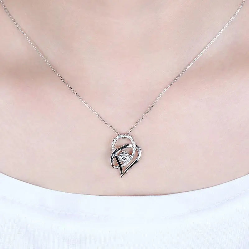 14k / 18k White Gold Heart Necklace / Pendant 0.5ct Center Stone Moissanite Engagement Rings & Jewelry | Luxus Moissanite