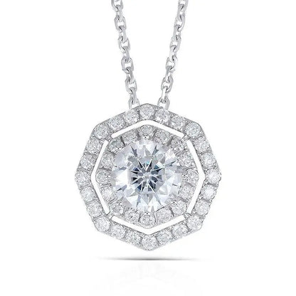 14k / 18k White Gold Moissanite Necklace / Pendant 1.4ct Total Moissanite Engagement Rings & Jewelry | Luxus Moissanite | 18k White Gold Pendant