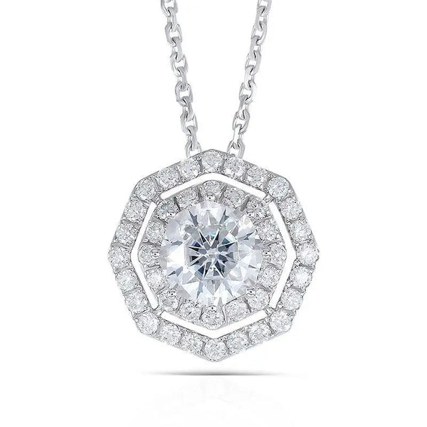 Platinum-Plated 1 Carat Moissanite Pendant Necklace