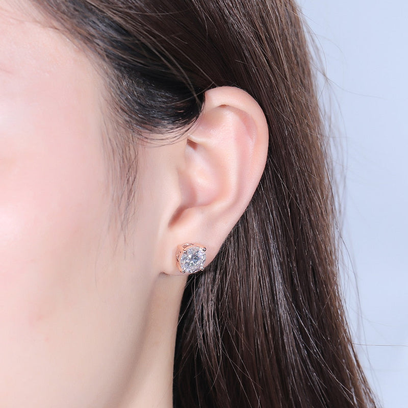 14k Rose / White / Yellow Gold Moissanite Stud Earrings 4ctw Moissanite Engagement Rings & Jewelry | Luxus Moissanite