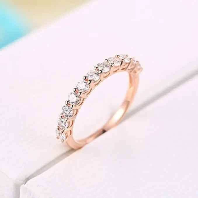 14k Rose Gold Anniversary Ring / Wedding Band 0.8ct Total Moissanite Engagement Rings & Jewelry | Luxus Moissanite Best Eternity Bands 