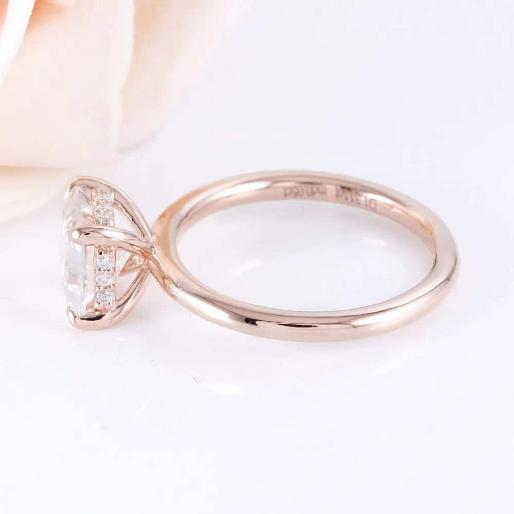 14k Rose Gold Asscher Cut Moissanite Ring 1.5ct Total Moissanite Engagement Rings & Jewelry | Luxus Moissanite