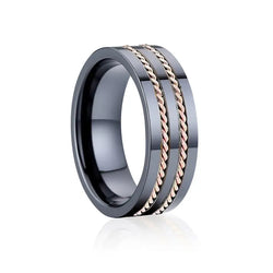 14k Rose Gold Ceramic Men's Wedding Band Moissanite Engagement Rings & Jewelry | Luxus Moissanite