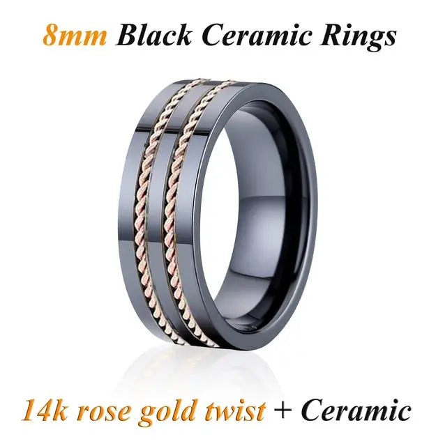 14k Rose Gold Ceramic Men's Wedding Band Moissanite Engagement Rings & Jewelry | Luxus Moissanite