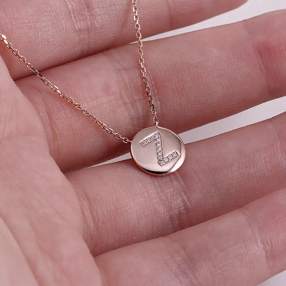 14k Rose Gold Custom Letter Necklaces With Moissanite Stones Moissanite Engagement Rings & Jewelry | Luxus Moissanite |  Rose Gold Necklace With Initials