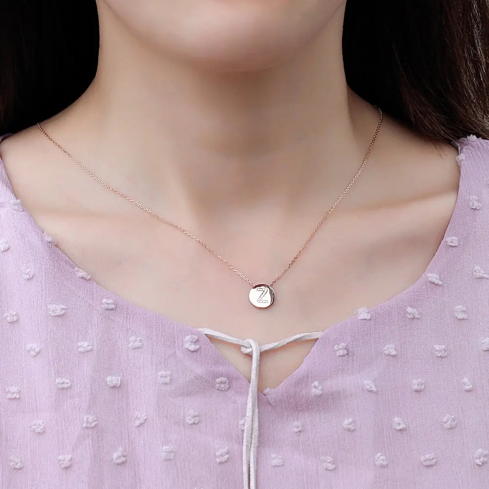 14k Rose Gold Custom Letter Necklaces With Moissanite Stones Moissanite Engagement Rings & Jewelry | Luxus Moissanite |  Rose Gold Necklace With Initials