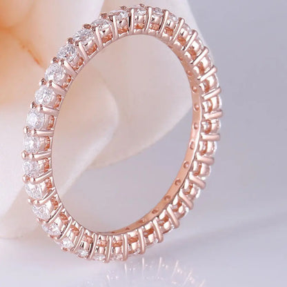 14k Rose Gold Eternity Ring / Wedding Band 0.75ct Total Moissanite Engagement Rings & Jewelry | Luxus Moissanite