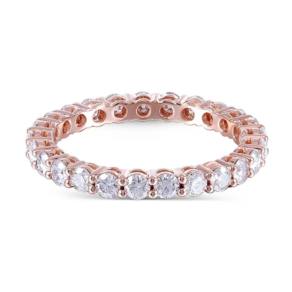 14k Rose Gold Eternity Ring / Wedding Band 0.75ct Total Moissanite Engagement Rings & Jewelry | Luxus Moissanite