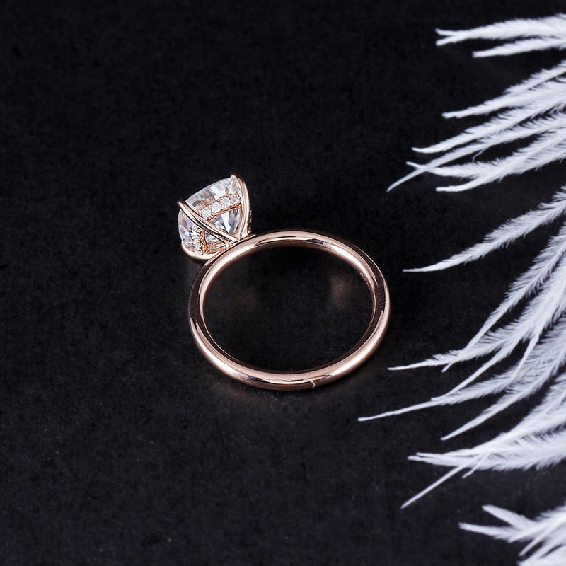 14k Rose Gold Hidden Halo Cushion Cut Moissanite Ring 1.5ct Moissanite Engagement Rings & Jewelry | Luxus Moissanite