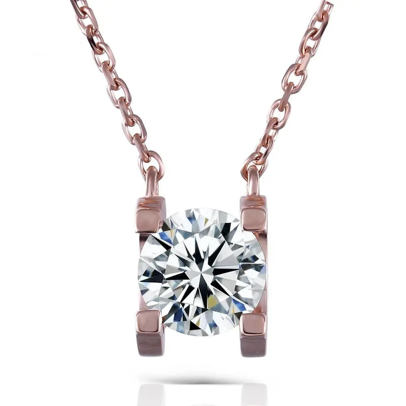 14k Rose Gold Moissanite Necklace 1ct Moissanite Engagement Rings & Jewelry | Luxus Moissanite