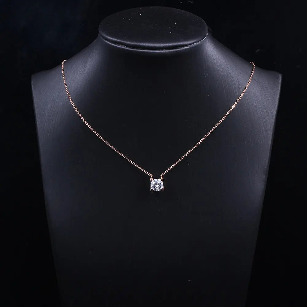 14k Rose Gold Moissanite Necklace 1ct Moissanite Engagement Rings & Jewelry | Luxus Moissanite