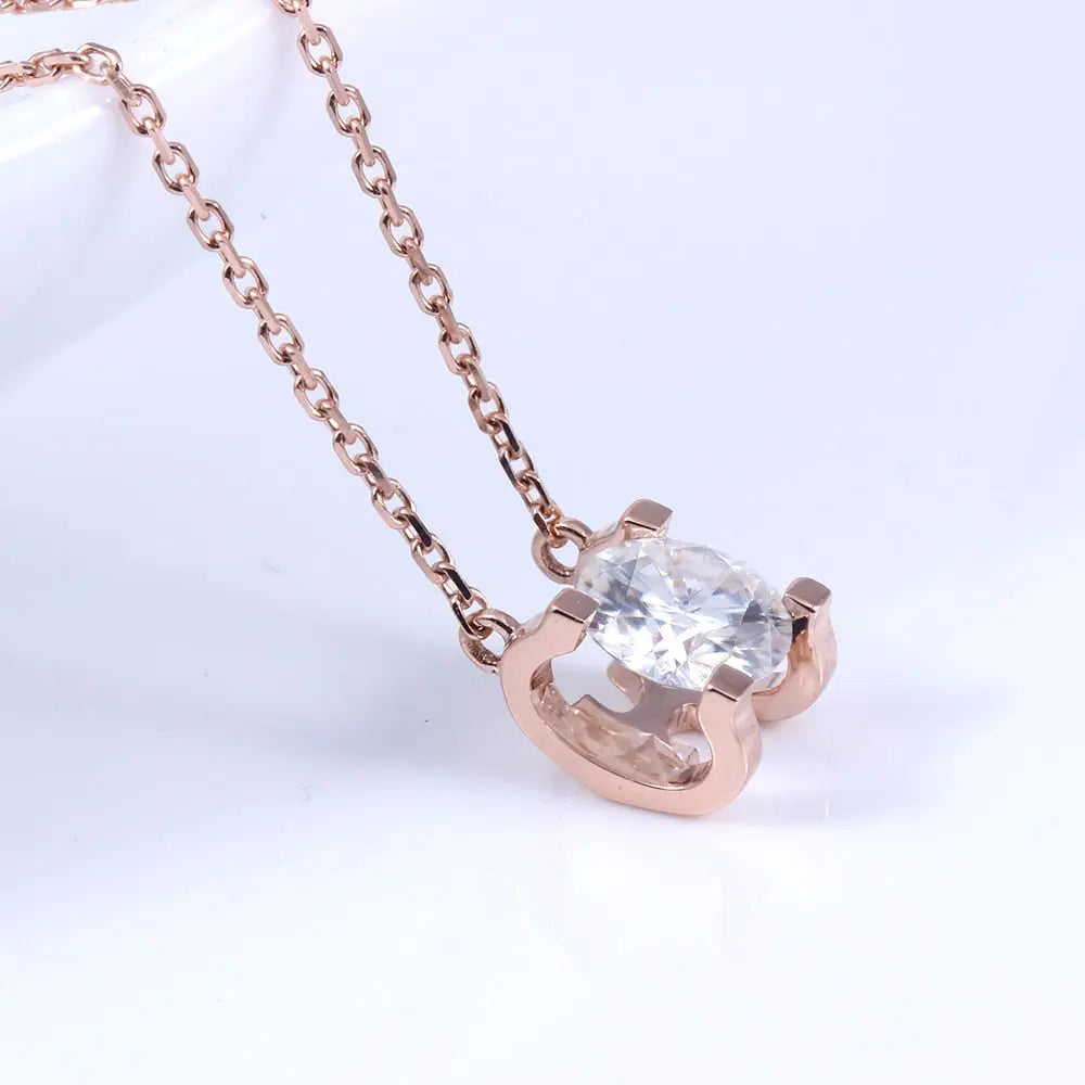 14k Rose Gold Moissanite Necklace 1ct Moissanite Engagement Rings & Jewelry | Luxus Moissanite