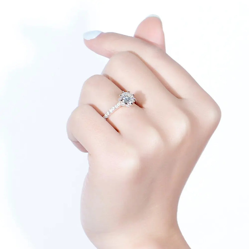 14k Rose Gold Moissanite Ring 1ct Center Stone Moissanite Engagement Rings & Jewelry | Luxus Moissanite