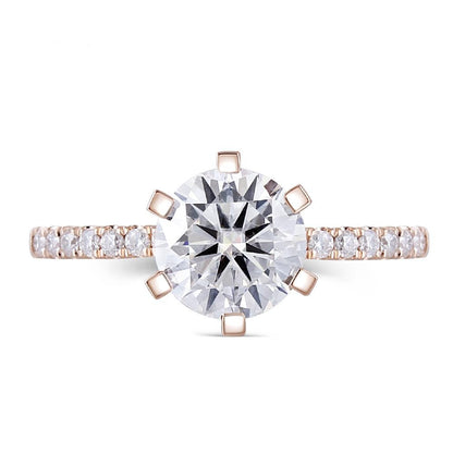 14k Rose Gold Moissanite Ring 2ct Center Stone Moissanite Engagement Rings & Jewelry | Luxus Moissanite