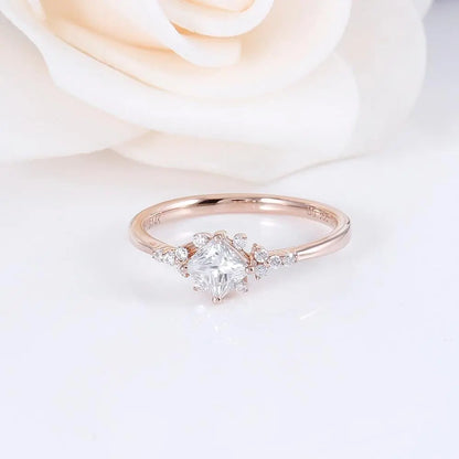 14k Rose Gold Princess Cut Moissanite Ring 0.4ct Center Stone Moissanite Engagement Rings & Jewelry | Luxus Moissanite | Best Engagement Ring Gold Rose!