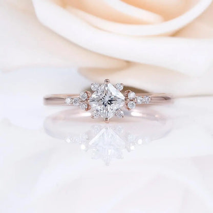 14k Rose Gold Princess Cut Moissanite Ring 0.4ct Center Stone Moissanite Engagement Rings & Jewelry | Luxus Moissanite | Best Engagement Ring Gold Rose!