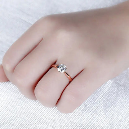 14k Rose Gold Solitaire Moissanite Ring 1ct Moissanite Engagement Rings & Jewelry | Luxus Moissanite | Engagement and Marriage Rings