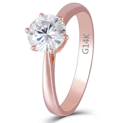 14k Rose Gold Solitaire Moissanite Ring 1ct Moissanite Engagement Rings & Jewelry | Luxus Moissanite | Engagement and Marriage Rings