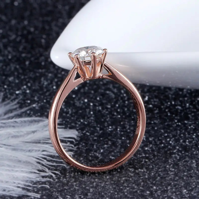 14k Rose Gold Solitaire Moissanite Ring 1ct Moissanite Engagement Rings & Jewelry | Luxus Moissanite | Engagement and Marriage Rings