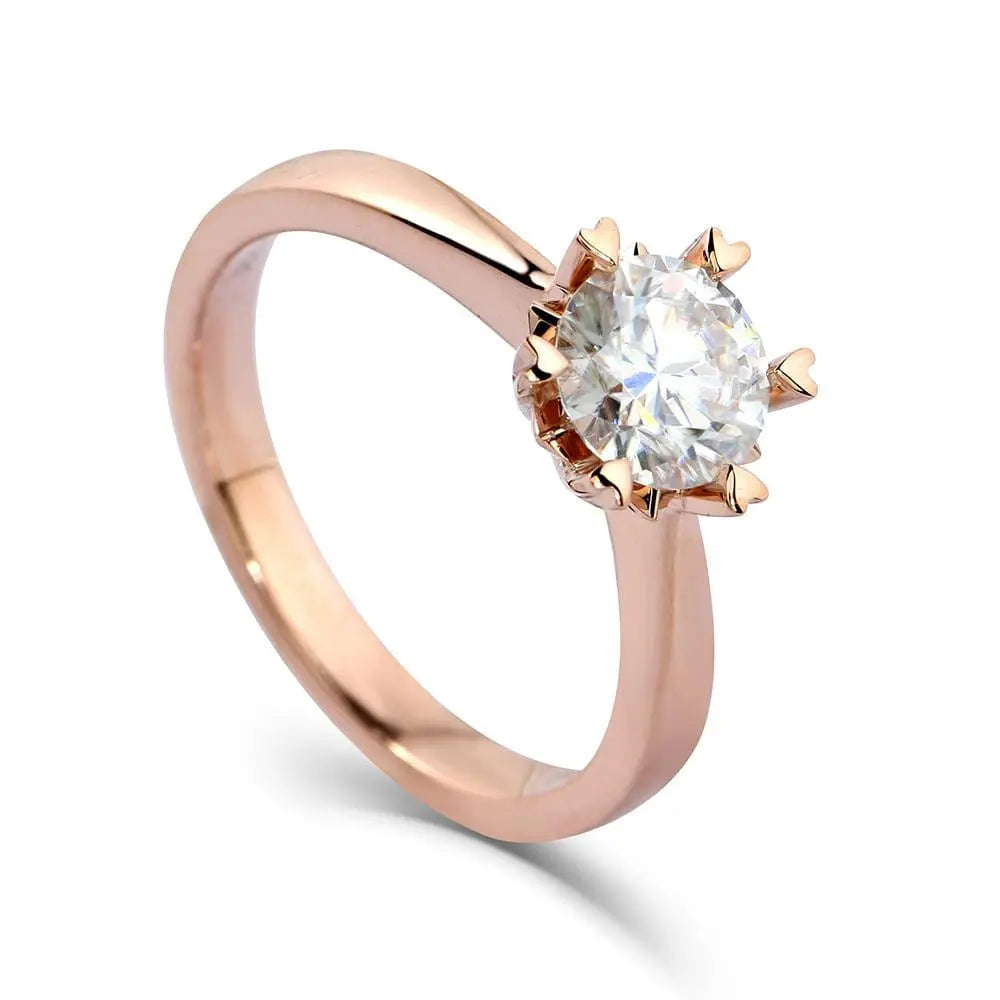 14k Rose Gold Solitaire Moissanite Ring 1ct Moissanite Engagement Rings & Jewelry | Luxus Moissanite | Unique Engagement Rings Rose Gold