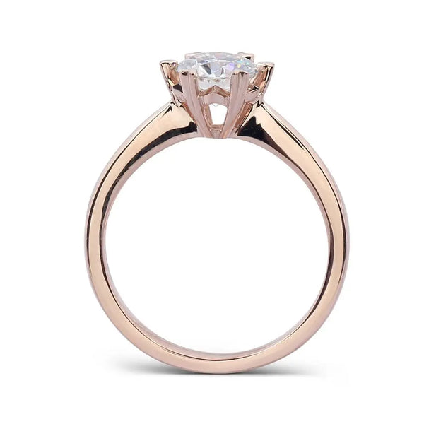 14k Rose Gold Solitaire Moissanite Ring 1ct – Luxus Moissanite