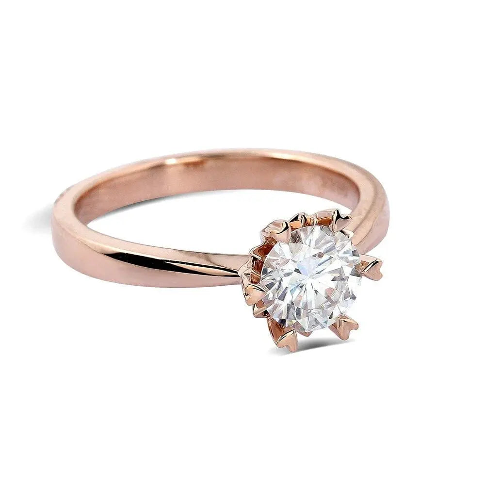 14k Rose Gold Solitaire Moissanite Ring 1ct Moissanite Engagement Rings & Jewelry | Luxus Moissanite | Unique Engagement Rings Rose Gold | Unique Engagement Rings Rose Gold