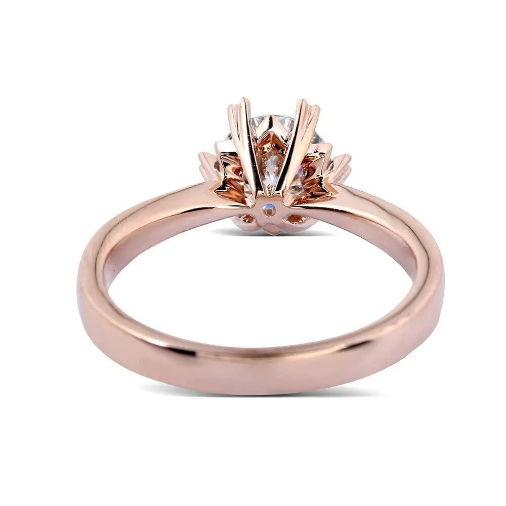 14k Rose Gold Solitaire Moissanite Ring 1ct Moissanite Engagement Rings & Jewelry | Luxus Moissanite | Unique Engagement Rings Rose Gold