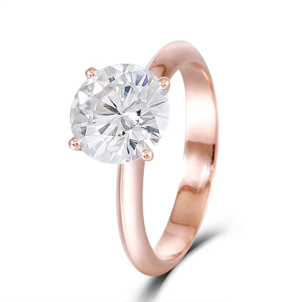 14k Rose Gold Solitaire Moissanite Ring 2.5ct Moissanite Engagement Rings & Jewelry | Rose Gold Solitaire Moissanite Ring | Luxus Moissanite
