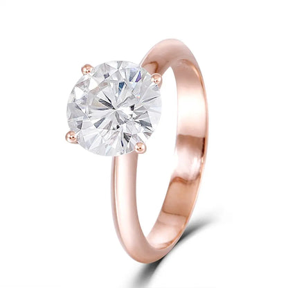 14k Rose Gold Solitaire Moissanite Ring 2.5ct Moissanite Engagement Rings & Jewelry | &nbsp;Rose Gold Solitaire Moissanite Ring | Luxus Moissanite