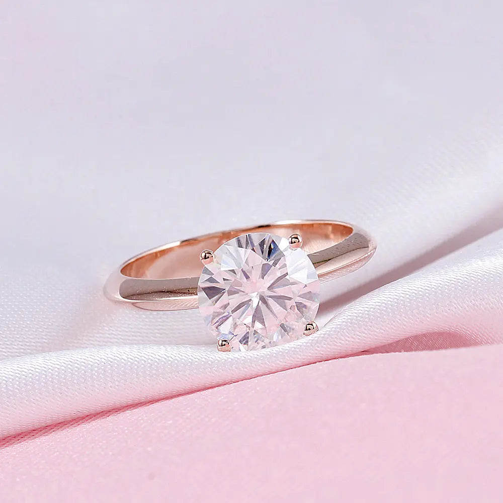 14k Rose Gold Solitaire Moissanite Ring 2.5ct Moissanite Engagement Rings & Jewelry | Rose Gold Solitaire Moissanite Ring |Luxus Moissanite