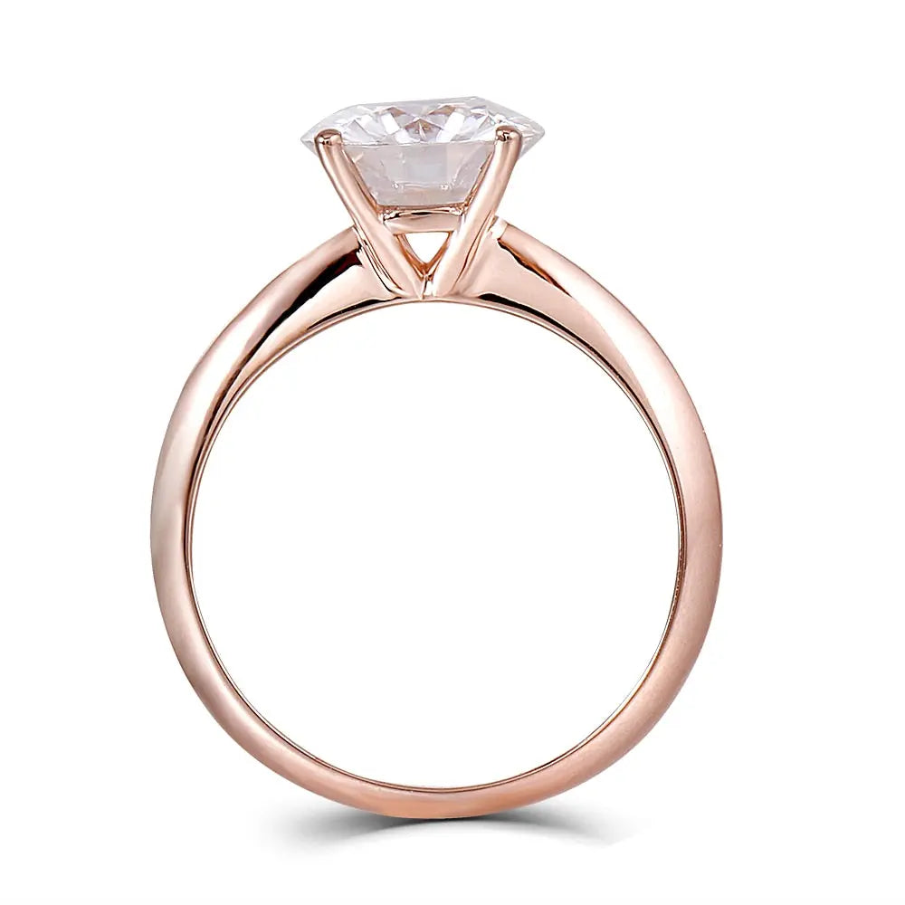 14k Rose Gold Solitaire Moissanite Ring 2.5ct Moissanite Engagement Rings & Jewelry | &nbsp;Rose Gold Solitaire Moissanite Ring | Luxus Moissanite