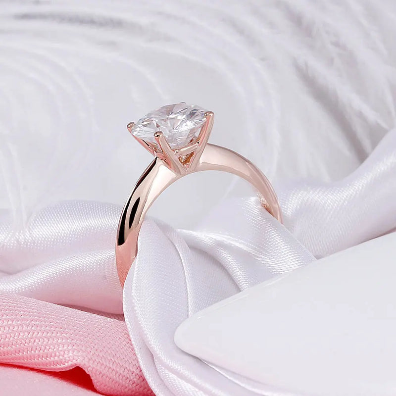 14k Rose Gold Solitaire Moissanite Ring 2.5ct Moissanite Engagement Rings & Jewelry | Luxus Moissanite