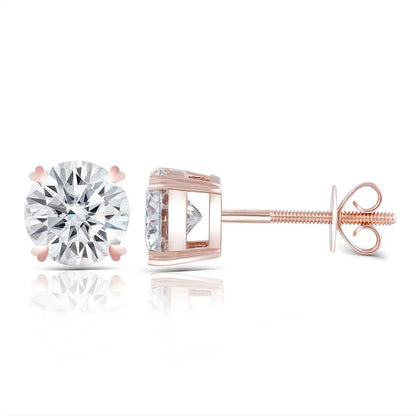 14k Rose Gold Stud Moissanite Earrings 2ctw Moissanite Engagement Rings & Jewelry | Luxus Moissanite |  Amazing Earrings 