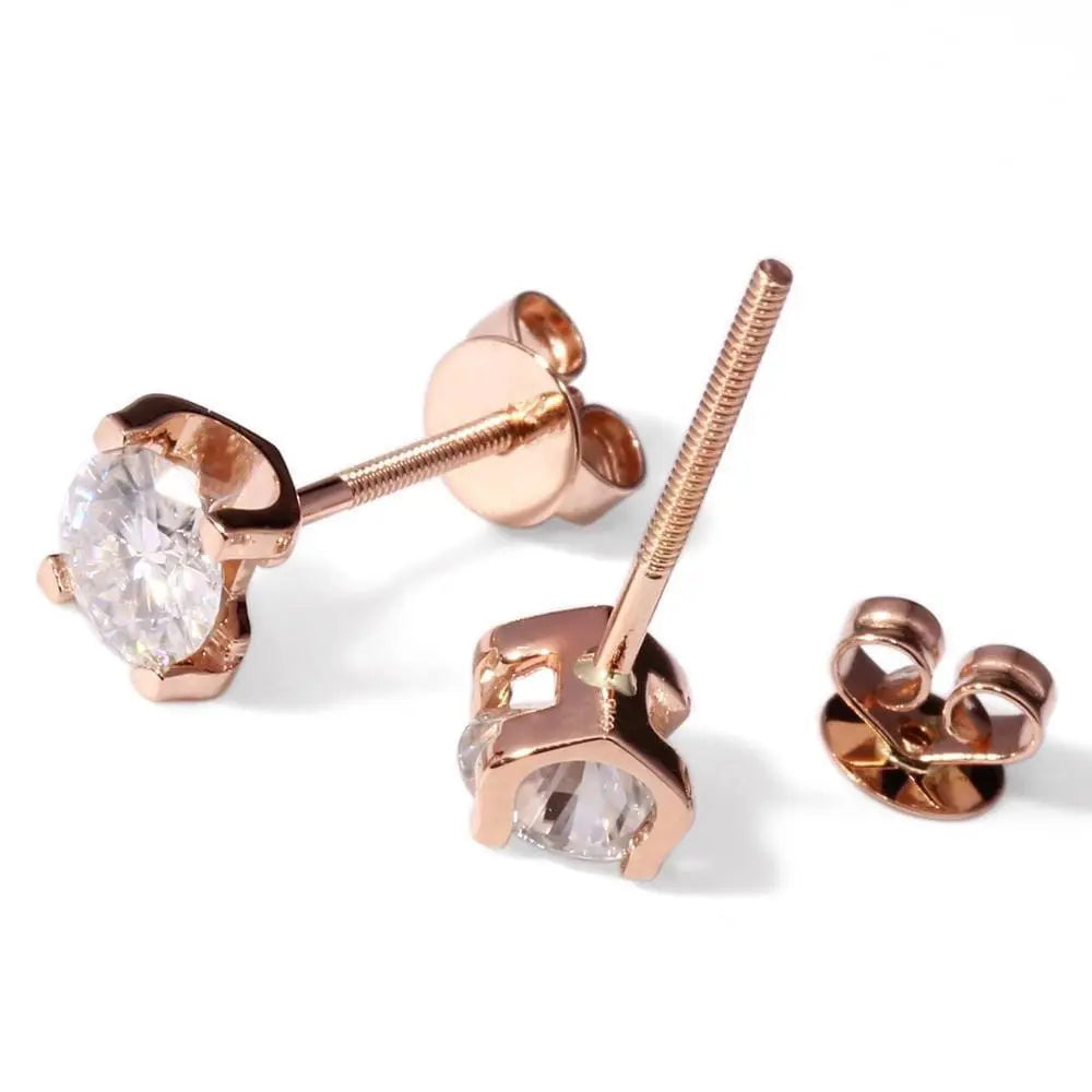 14k Rose Gold Stud Moissanite Earrings 2ctw Moissanite Engagement Rings & Jewelry |  Stud Rose Earrings  | Luxus Moissanite