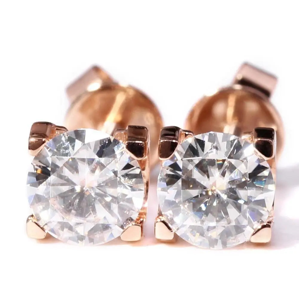 14k Rose Gold Stud Moissanite Earrings 2ctw Moissanite Engagement Rings & Jewelry |  Stud Rose Earrings  | Luxus Moissanite