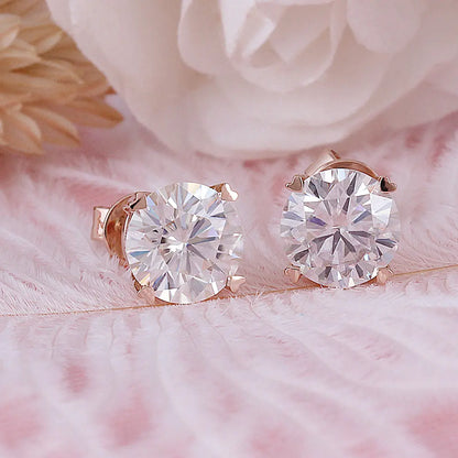 14k Rose Gold Stud Moissanite Earrings 2ctw Moissanite Engagement Rings & Jewelry | Luxus Moissanite |  Rose Gold Ear Stud 