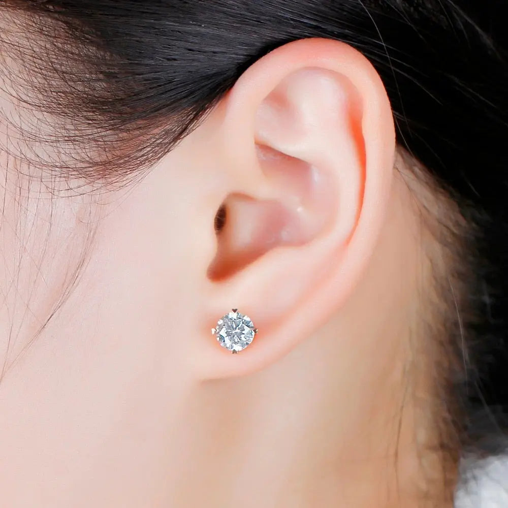 14k Rose Gold Stud Moissanite Earrings 2ctw Moissanite Engagement Rings & Jewelry | Luxus Moissanite | Rose Gold Ear Stud