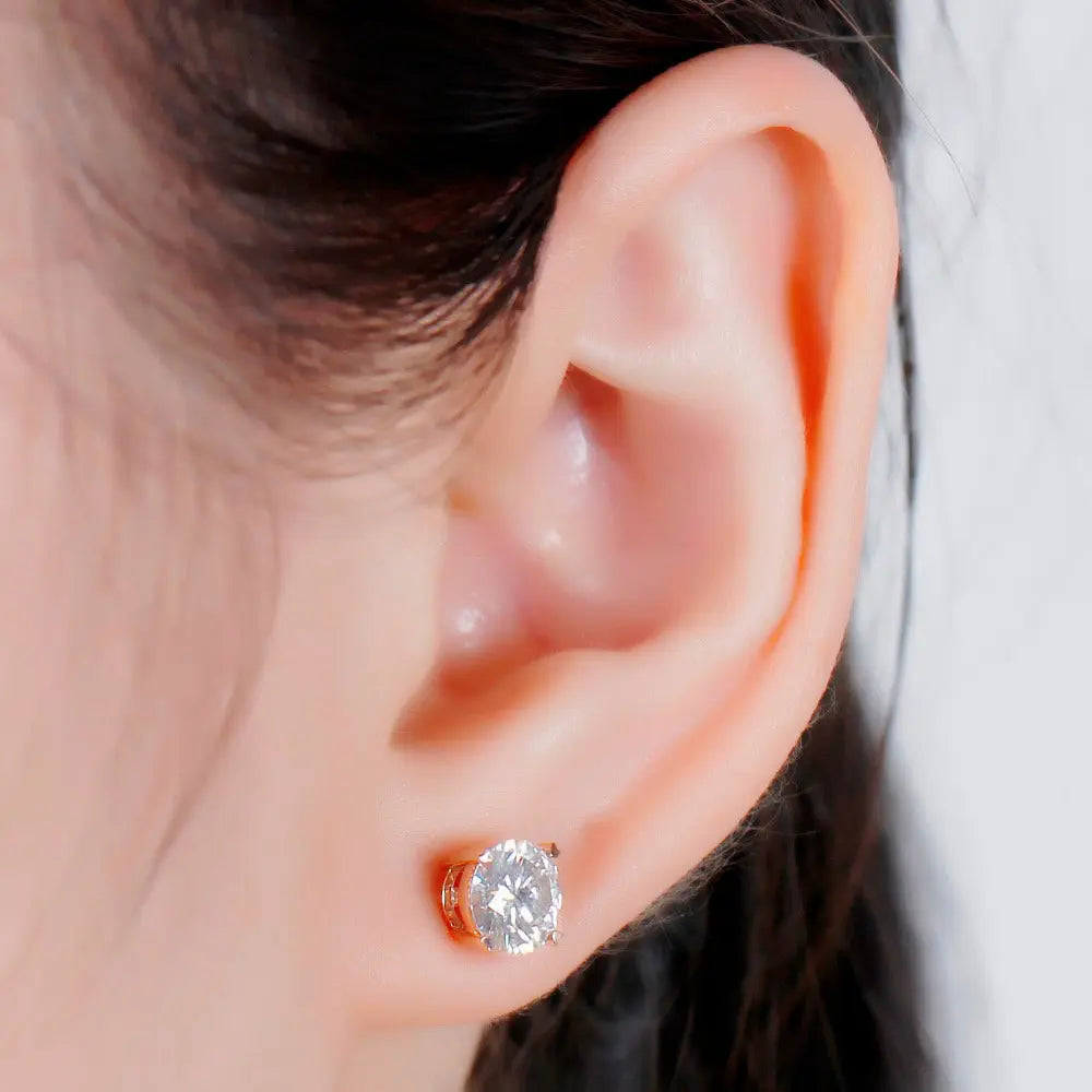 14k Rose Gold Stud Moissanite Earrings 2ctw Moissanite Engagement Rings & Jewelry | Luxus Moissanite | Rose Gold Ear Stud