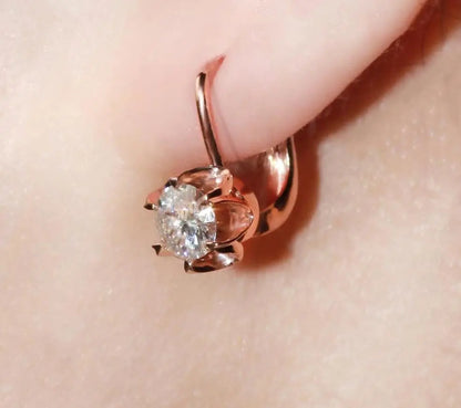 14k Rose Gold U Hoop Moissanite Earrings 1ctw Moissanite Engagement Rings & Jewelry | Luxus Moissanite | 14k Rose Gold U Hoop Moissanite Earrings 1ctw / Elegant Hoop Earrings Collection