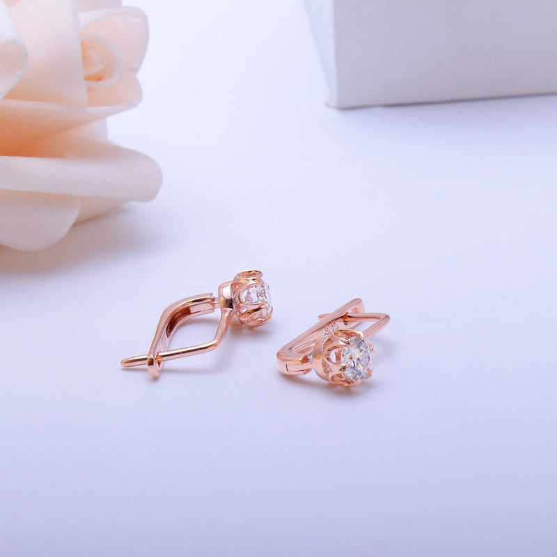 14k Rose Gold U Hoop Moissanite Earrings 1ctw Moissanite Engagement Rings & Jewelry | Luxus Moissanite