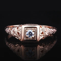 14k Rose Gold Vintage / Unique Moissanite Ring 0.1ct Moissanite Engagement Rings & Jewelry | Luxus Moissanite | Monzonite Jewelry