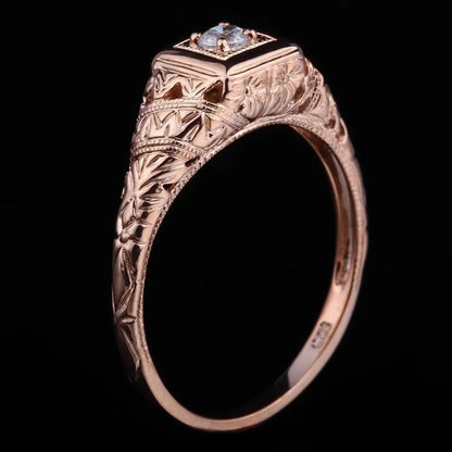 14k Rose Gold Vintage / Unique Moissanite Ring 0.1ct Moissanite Engagement Rings & Jewelry | Luxus Moissanite | Monzonite Jewelry